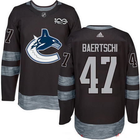 Men's Vancouver Canucks #47 Sven Baertschi Black 100th Anniversary Stitched NHL 2017 adidas Hockey Jersey