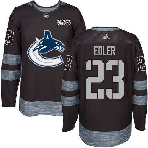 Men's Vancouver Canucks #23 Alexander Edler Black 100th Anniversary Stitched NHL 2017 adidas Hockey Jersey