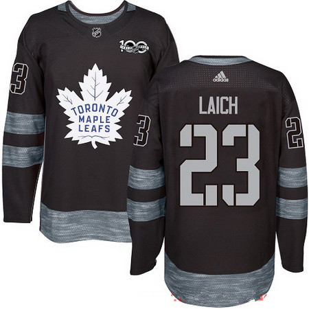 Men's Toronto Maple Leafs #23 Brooks Laich Black 100th Anniversary Stitched NHL 2017 adidas Hockey Jersey