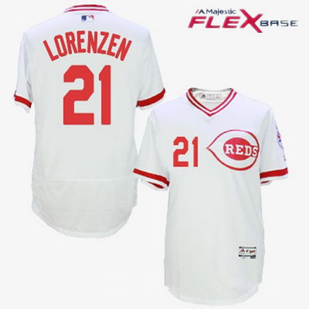 Men's Cincinnati Reds #21 Michael Lorenzen White Pullover Stitched MLB Majestic Flex Base Jersey