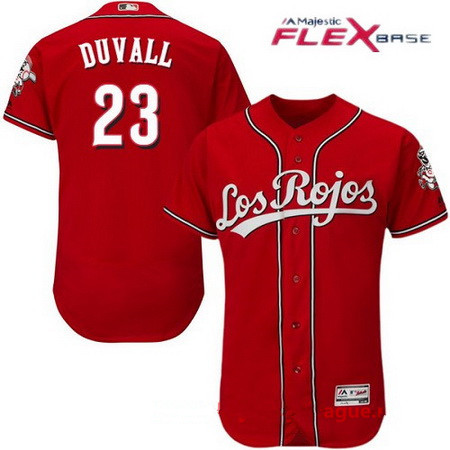 Men's Cincinnati Reds #23 Adam Duvall Los Rojos Red Stitched MLB Majestic Flex Base Jersey