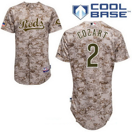 Men's Cincinnati Reds #2 Zack Cozart Camo Stitched MLB Majestic Cool Base Jersey