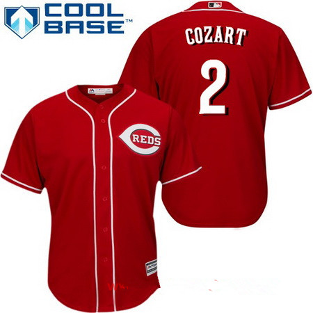 Men's Cincinnati Reds #2 Zack Cozart Red Stitched MLB Majestic Cool Base Jersey