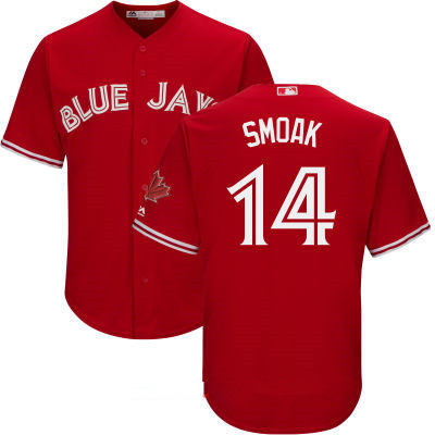 Men's Toronto Blue Jays #14 Justin Smoak Red Stitched MLB 2017 Majestic Cool Base Jersey