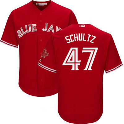 Men's Toronto Blue Jays #47 Bo Schultz Red Stitched MLB 2017 Majestic Cool Base Jersey