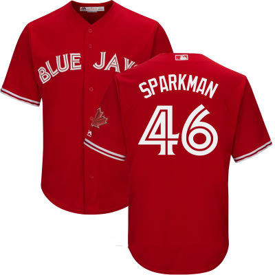 Men's Toronto Blue Jays #46 Glenn Sparkman Red Stitched MLB 2017 Majestic Cool Base Jersey