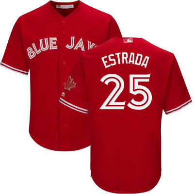 Men's Toronto Blue Jays #25 Marco Estrada Red Stitched MLB 2017 Majestic Cool Base Jersey