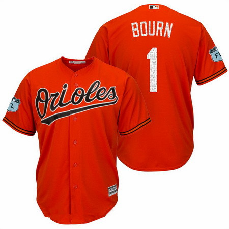 Men's Baltimore Orioles #1 Michael Bourn Orange 2017 Spring Training Stitched MLB Majestic Cool Base Jersey