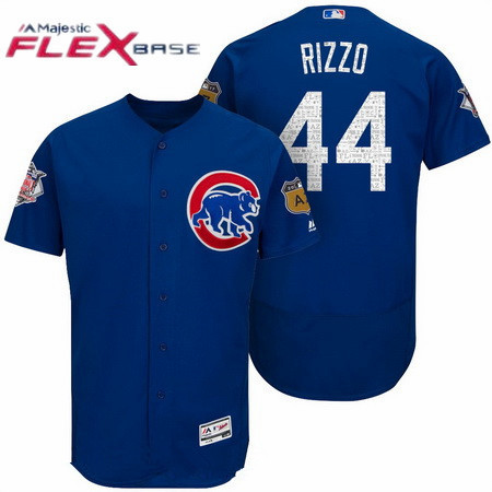 Men's Chicago Cubs #44 Anthony Rizzo Royal Blue 2017 Spring Training Stitched MLB Majestic Flex Base Jersey