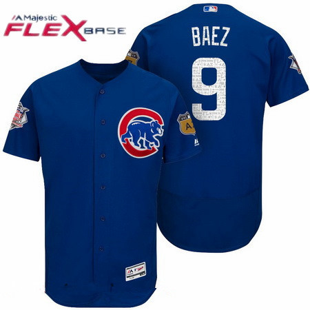 Men's Chicago Cubs #9 Javier Baez Royal Blue 2017 Spring Training Stitched MLB Majestic Flex Base Jersey