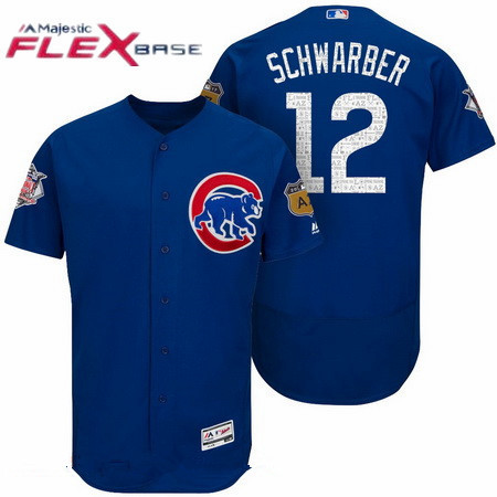 Men's Chicago Cubs #12 Kyle Schwarber Royal Blue 2017 Spring Training Stitched MLB Majestic Flex Base Jersey