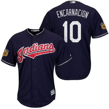 Men's Cleveland Indians #10 Edwin Encarnacion Navy Blue 2017 Spring Training Stitched MLB Majestic Cool Base Jersey