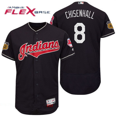 Men's Cleveland Indians #8 Lonnie Chisenhall Navy Blue 2017 Spring Training Stitched MLB Majestic Flex Base Jersey