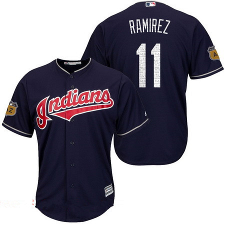 Men's Cleveland Indians #11 Jose Ramirez Navy Blue 2017 Spring Training Stitched MLB Majestic Cool Base Jersey