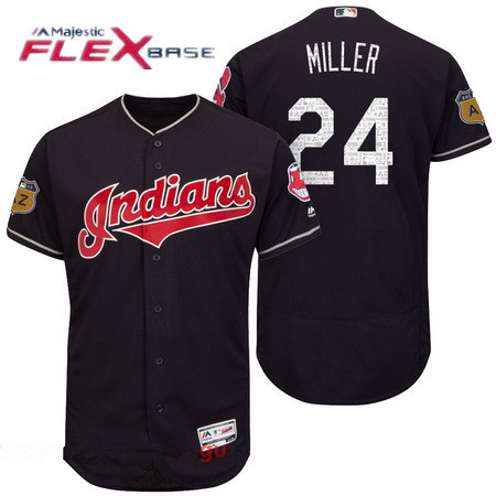 Men's Cleveland Indians #24 Andrew Miller Navy Blue 2017 Spring Training Stitched MLB Majestic Flex Base Jersey