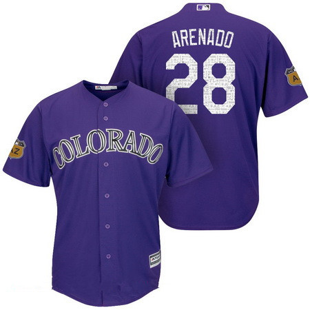 Men's Colorado Rockies #28 Nolan Arenado Purple 2017 Spring Training Stitched MLB Majestic Cool Base Jersey