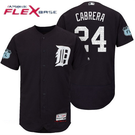 Men's Detroit Tigers #24 Miguel Cabrera Navy Blue 2017 Spring Training Stitched MLB Majestic Flex Base Jersey