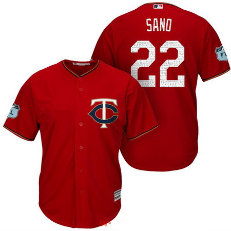 Men's Minnesota Twins #22 Miguel Sano Red 2017 Spring Training Stitched MLB Majestic Cool Base Jersey