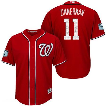 Men's Washington Nationals #11 Ryan Zimmerman Red 2017 Spring Training Stitched MLB Majestic Cool Base Jersey