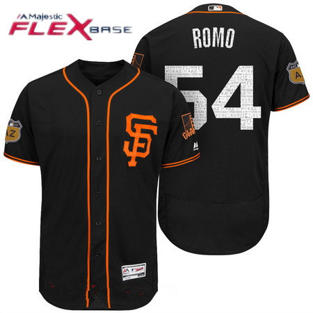 Men's San Francisco Giants #54 Sergio Romo Black 2017 Spring Training Stitched MLB Majestic Flex Base Jersey