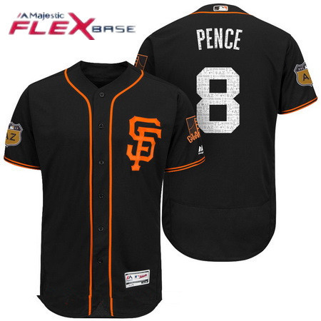 Men's San Francisco Giants #8 Hunter Pence Black 2017 Spring Training Stitched MLB Majestic Flex Base Jersey