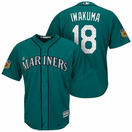 Men's Seattle Mariners #18 Hisashi Iwakuma Teal Green 2017 Spring Training Stitched MLB Majestic Cool Base Jersey