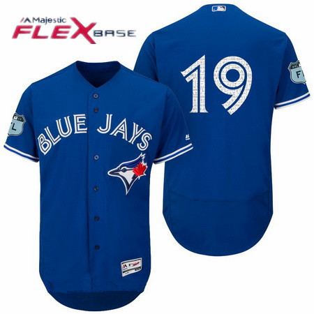 Men's Toronto Blue Jays #19 Jose Bautista Blue No Name 2017 Spring Training Stitched MLB Majestic Flex Base Jersey