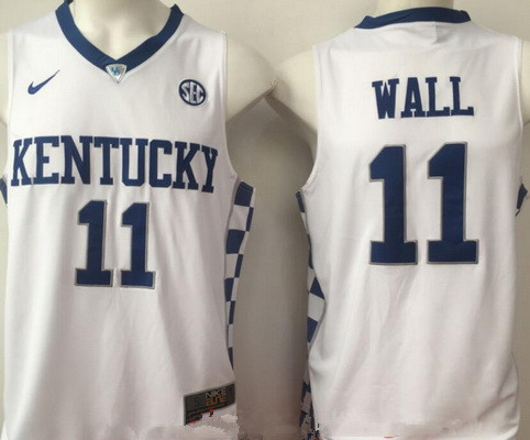 Men's Kentucky Wildcats #11 John Wall White College Basketball 2017 Nike Swingman Stitched NCAA Jersey