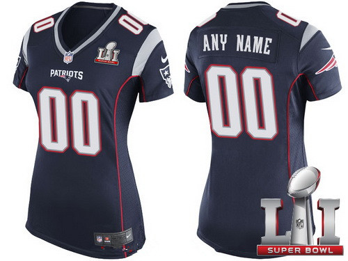 Women's New England Patriots Navy Blue 2017 Super Bowl LI NFL Nike Custom Game Jersey