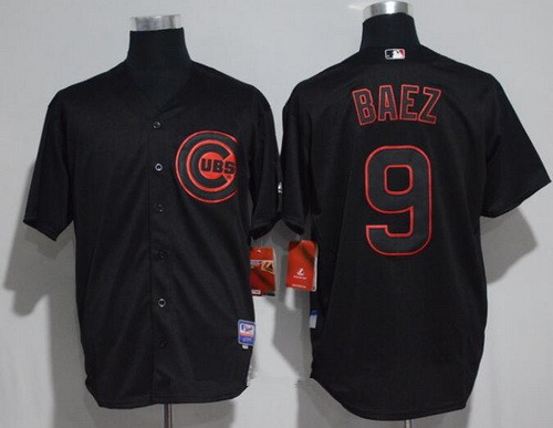 Men's Chicago Cubs #9 Javier Baez Lights Out Black Fashion Stitched MLB Majestic Cool Base Jersey