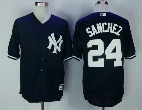 Men's New York Yankees #24 Gary Sanchez Navy Blue Name Stitched MLB Majestic Cool Base Jersey