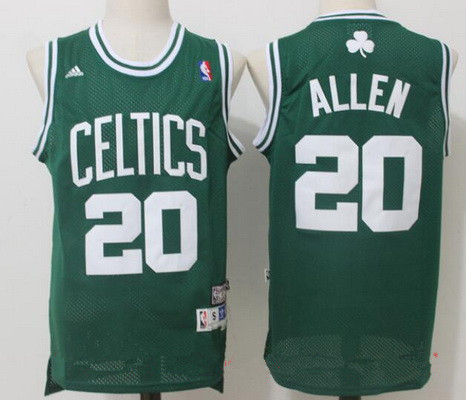 Men's Boston Celtics #20 Ray Allen Green Hardwood Classics Soul Swingman Stitched NBA Throwback Jersey