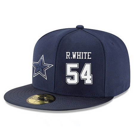 Dallas Cowboys #54 Randy White Snapback Cap NFL Player Navy Blue with White Number Stitched Hat