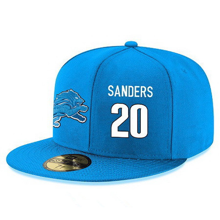 Detroit Lions #20 Barry Sanders Snapback Cap NFL Player Light Blue with White Number Stitched Hat