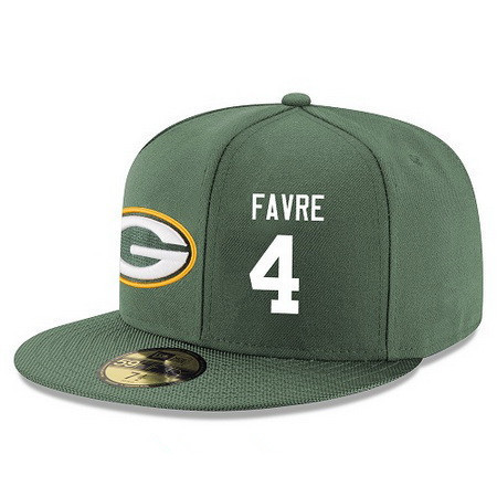 Green Bay Packers #4 Brett Favre Snapback Cap NFL Player Green with White Number Stitched Hat