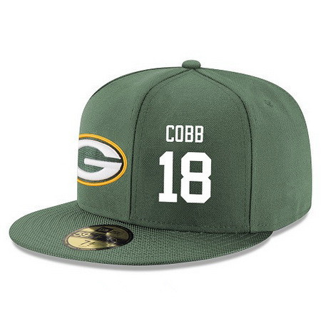 Green Bay Packers #18 Randall Cobb Snapback Cap NFL Player Green with White Number Stitched Hat