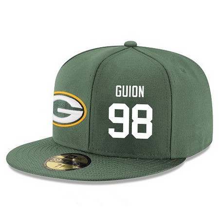 Green Bay Packers #98 Letroy Guion Snapback Cap NFL Player Green with White Number Stitched Hat