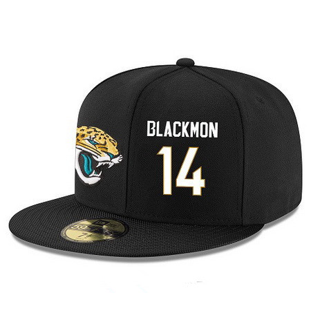 Jacksonville Jaguars #14 Justin Blackmon Snapback Cap NFL Player Black with White Number Stitched Hat