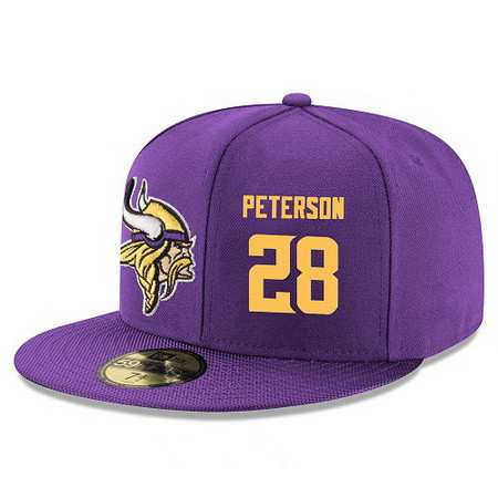 Minnesota Vikings #28 Adrian Peterson Snapback Cap NFL Player Purple with Gold Number Stitched Hat