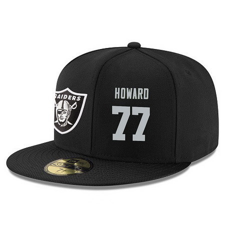 Oakland Raiders #77 Austin Howard Snapback Cap NFL Player Black with Silver Number Stitched Hat