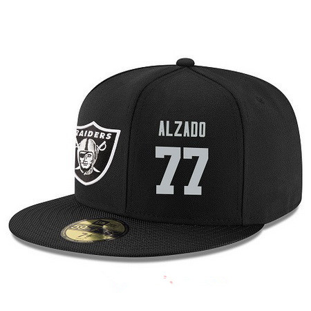 Oakland Raiders #77 Lyle Alzado Snapback Cap NFL Player Black with Silver Number Stitched Hat