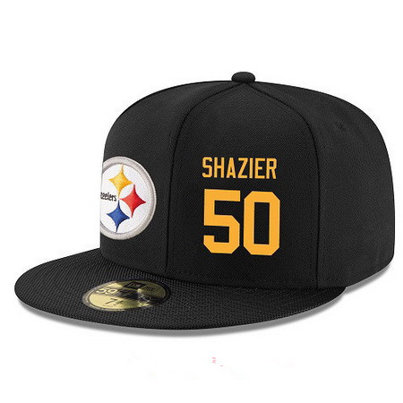 Pittsburgh Steelers #50 Ryan Shazier Snapback Cap NFL Player Black with Gold Number Stitched Hat