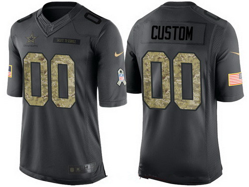 Men's Dallas Cowboys Custom Anthracite Camo 2016 Salute To Service Veterans Day NFL Nike Limited Jersey