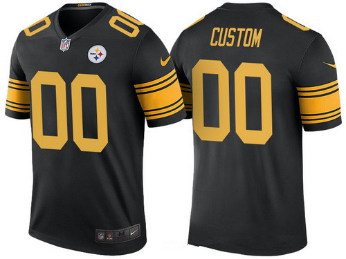 Men's Pittsburgh Steelers Black Custom Color Rush Legend NFL Nike Limited Jersey