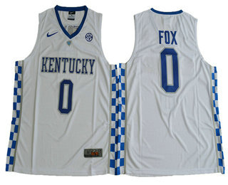 Men's Kentucky Wildcats #0 De'Aaron Fox White College Basketball 2017 Nike Swingman Stitched NCAA Jersey