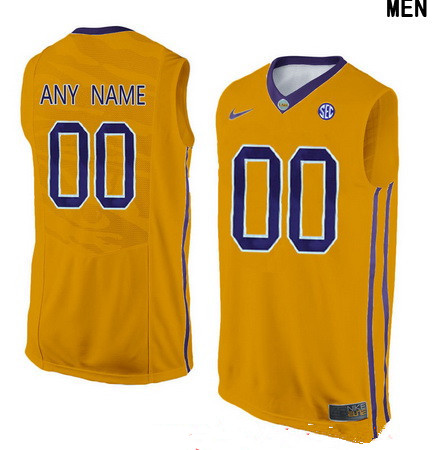 Men's LSU Tigers Custom College Basketball Nike Elite Jersey - Gold