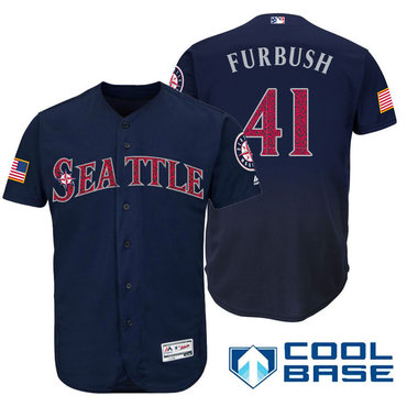 Men's Seattle Mariners #41 Charlie Furbush Navy Blue Stars & Stripes Fashion Independence Day Stitched MLB Majestic Cool Base Jersey