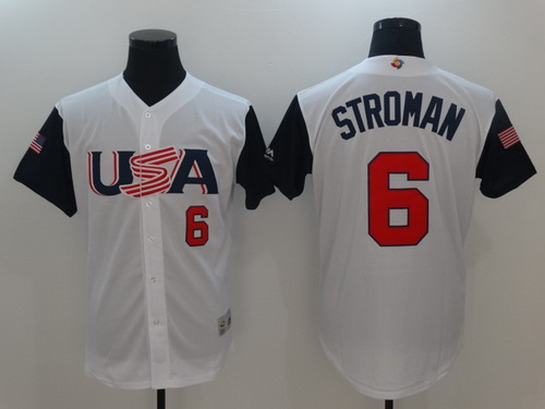 Men's Team USA Baseball Majestic #6 Marcus Stroman White 2017 World Baseball Classic Stitched Authentic Jersey