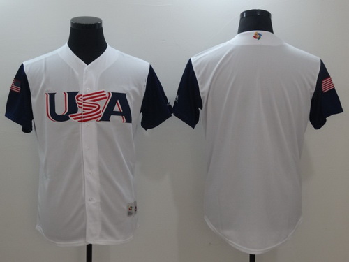 Men's USA Baseball Majestic White 2017 World Baseball Classic Blank Team Jersey