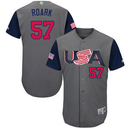 Men's Team USA Baseball Majestic #57 Tanner Roark Gray 2017 World Baseball Classic Stitched Authentic Jersey